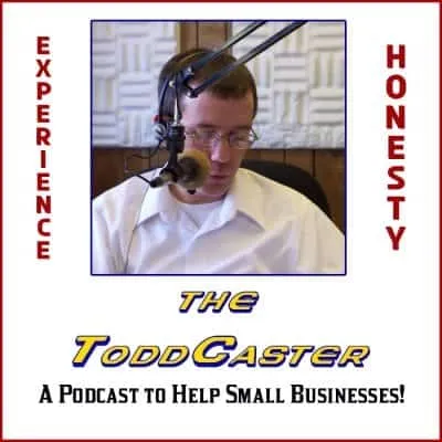 Podcast host with microphone and headphones for small business support.