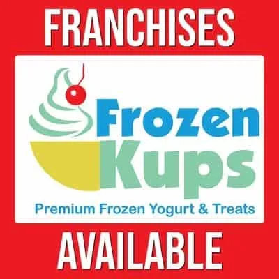 Frozen Kups franchise logo with yogurt and cherry graphic.