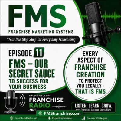 FMS logo with microphone and green wave design for franchise success.
